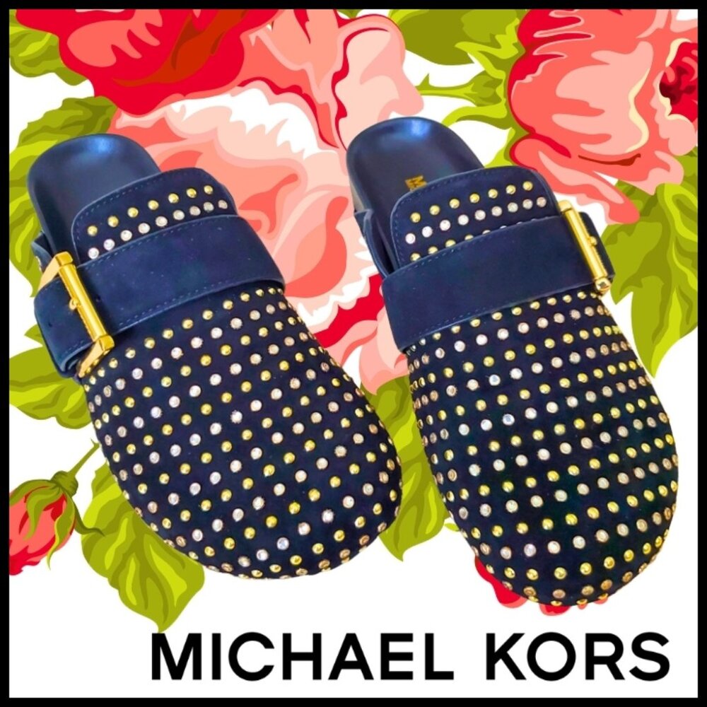 NWT Michael Kors Crystal-Embellished Suede Clog